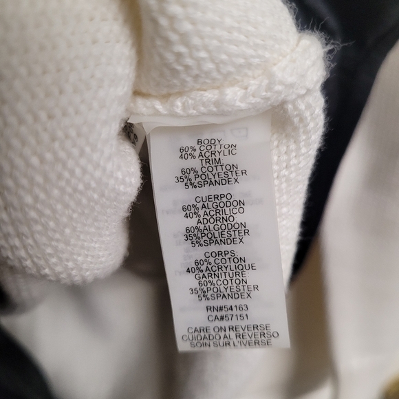 Karl Lagerfeld Paris White Mix Media Layered Ribbed Shoulder Detail Sweater S - Picture 6 of 10